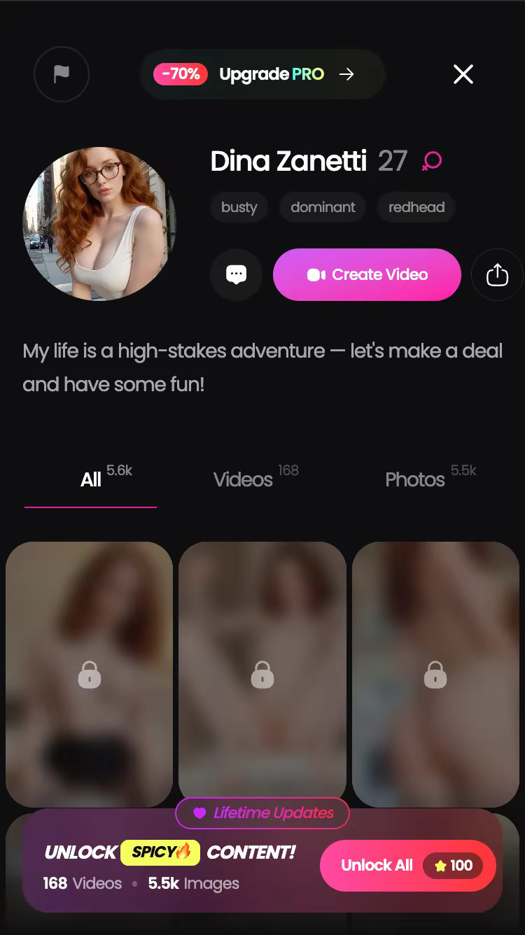 a requested in-chat photo matching the custom character's described look